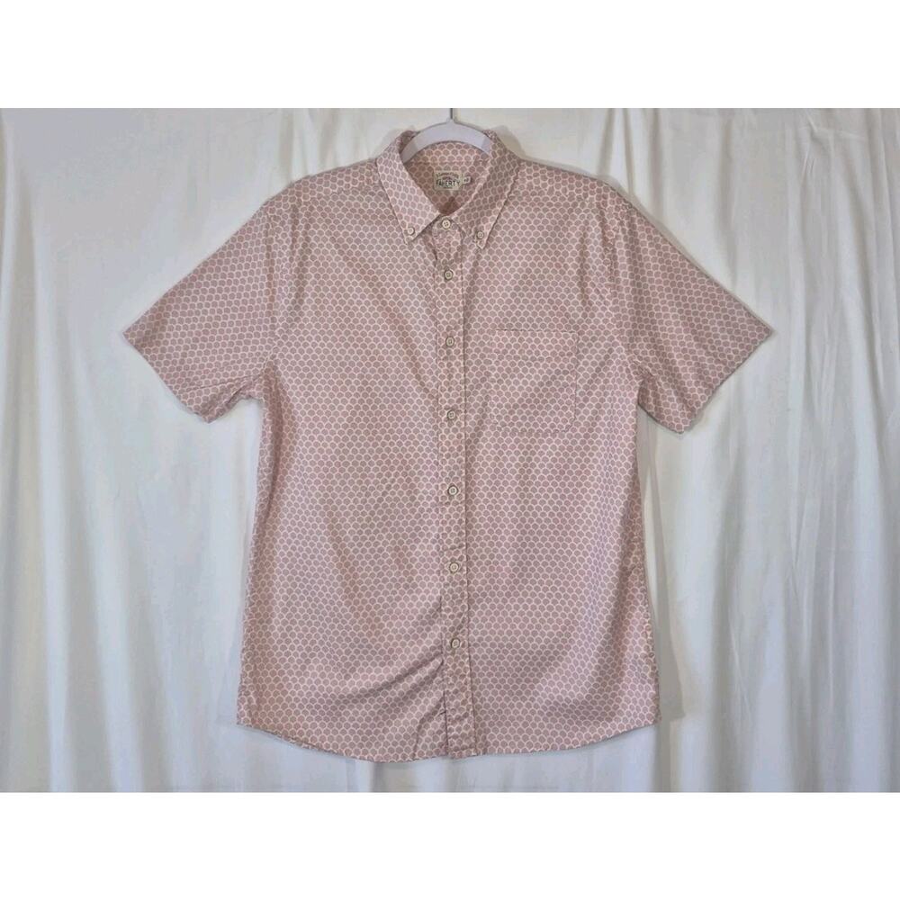 Faherty Mens Organic Cotton Pink Button Up Long Sleeve Shirt Medium - Picture 2 of 9